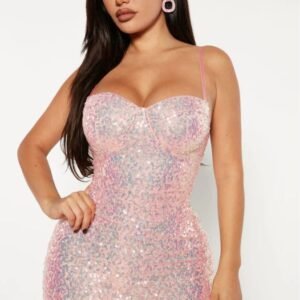 Arella's Bestie Sequin Mini Dress - Blush