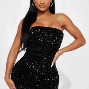Kara Sequin Mini Dress - Black