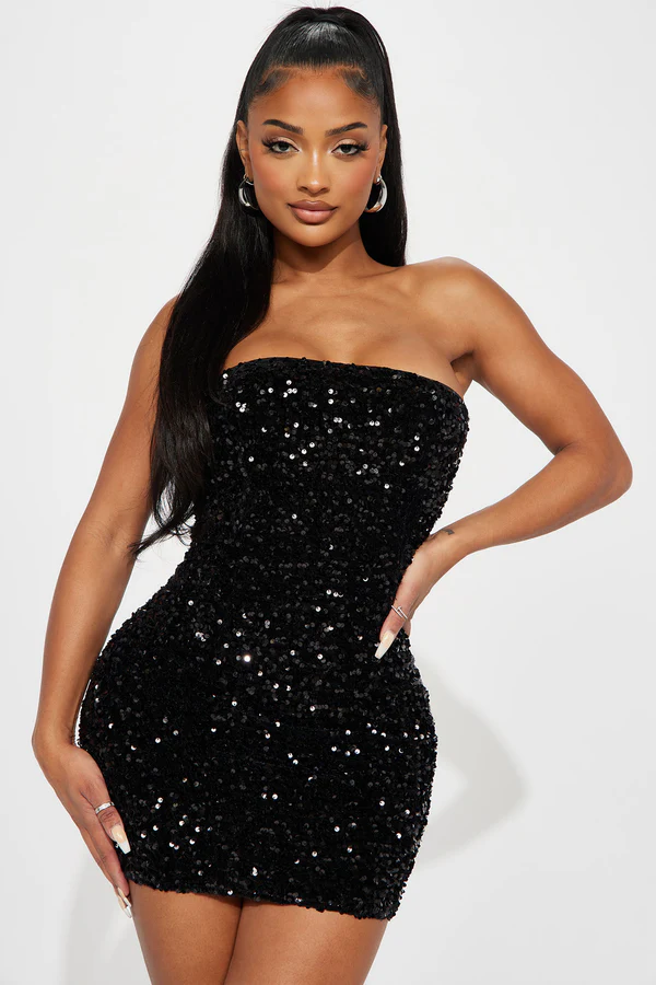 Kara Sequin Mini Dress - Black3