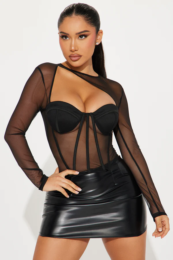 Madeline Mesh Corset Top - Black2