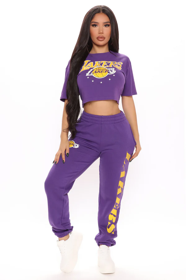 NBA Three Point Shot Lakers Crop Top - Purple2
