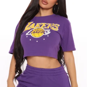 NBA Three Point Shot Lakers Crop Top - Purple