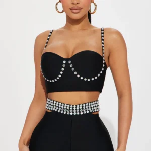 Stud At The Club Pant Set - Black