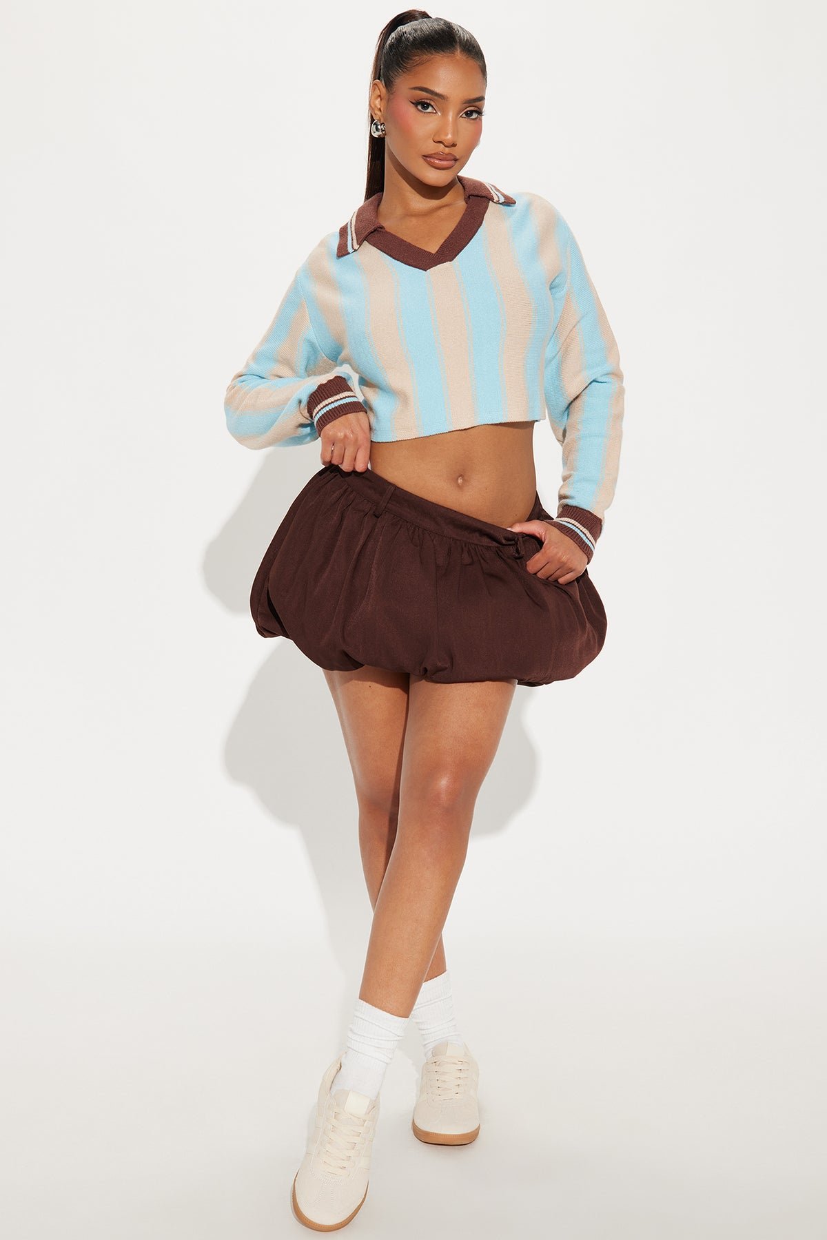 Catch Me Off Guard Stripped Sweater- blue