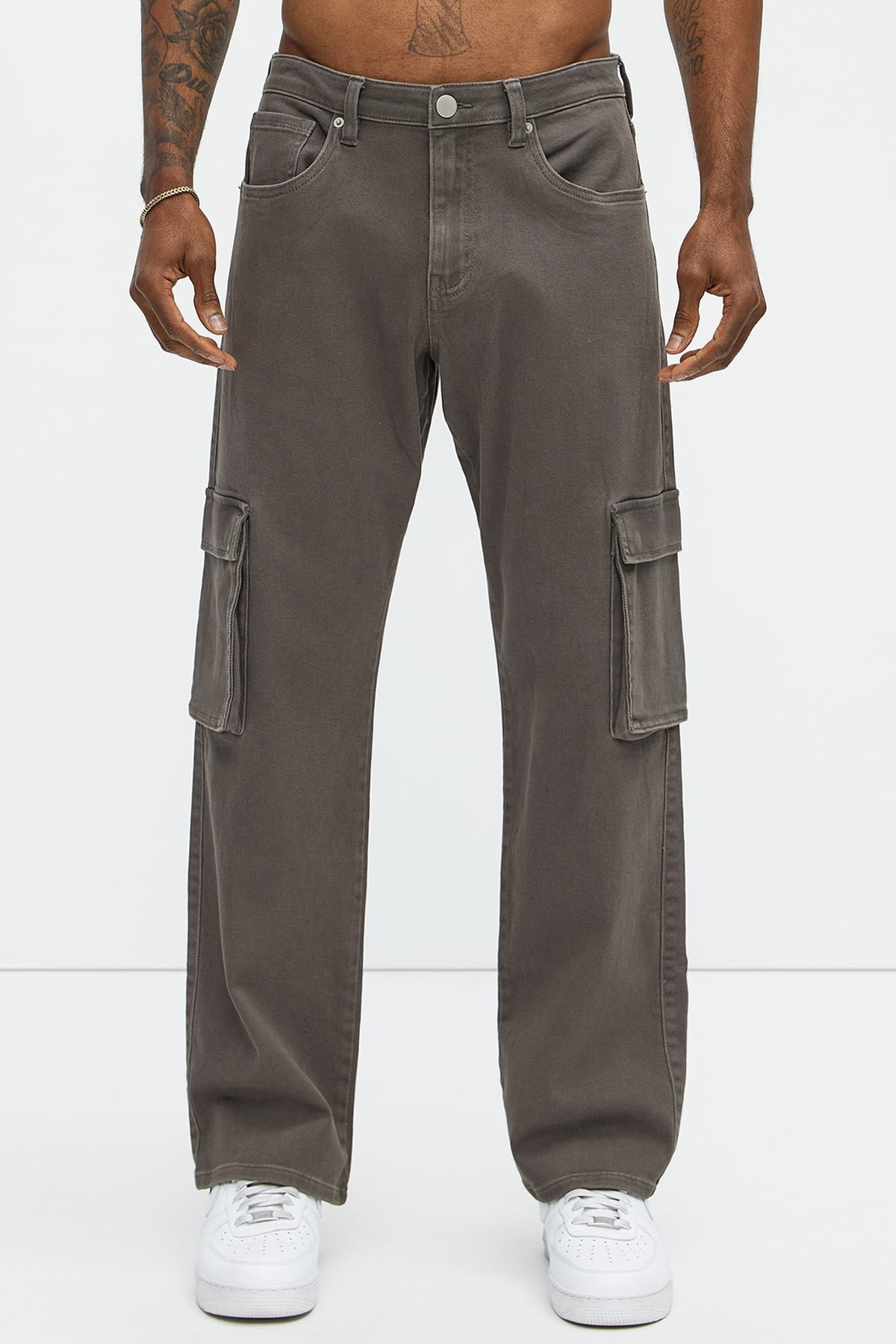 Classic Straight Cargo Jeans - Charcoal 1
