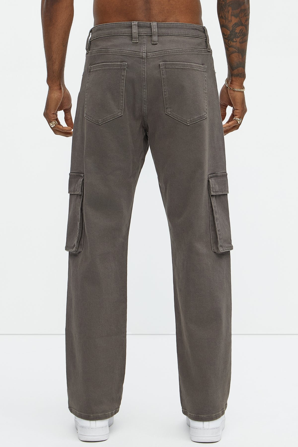 Classic Straight Cargo Jeans - Charcoal 1