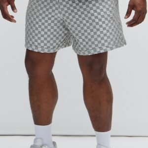 Crinkled Checkers Shorts Grey