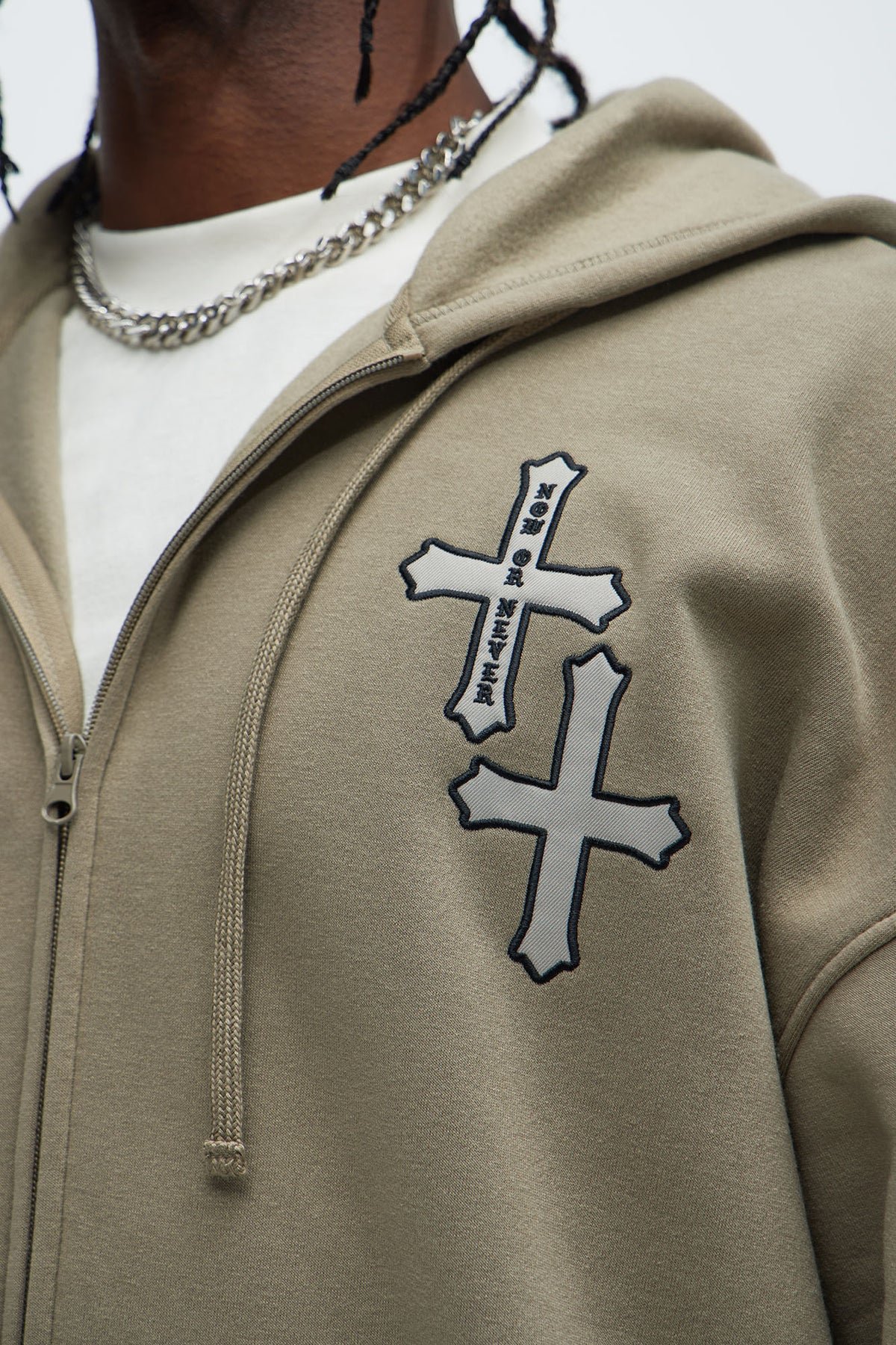 Crosses Zip Up Hoodie - Olive 1