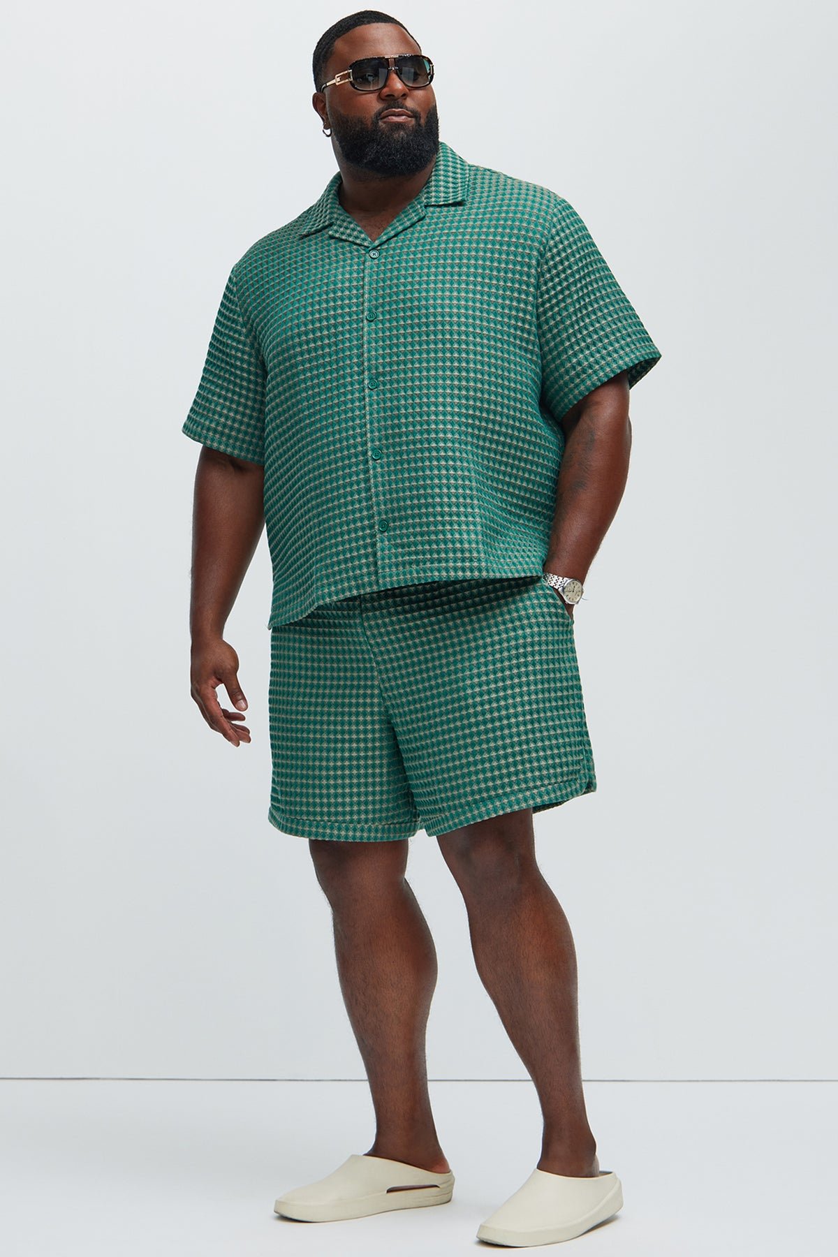 Dimensional Textured Warmup Shorts - Green combo 5