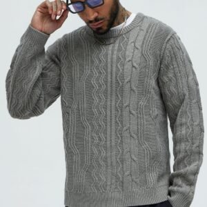 Drew Cable Knit Sweater HeatherGrey