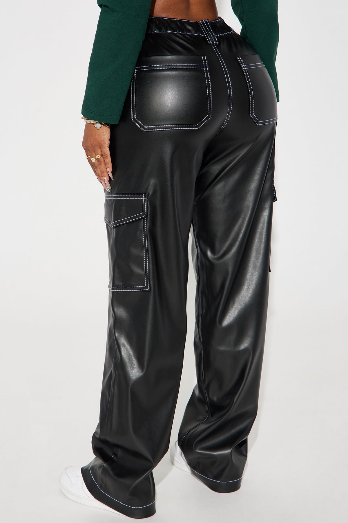 Jayla Faux Leather Cargo Pant - Black 2