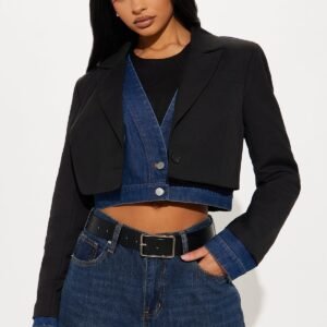 Jordan Mix Media Cropped Blazer