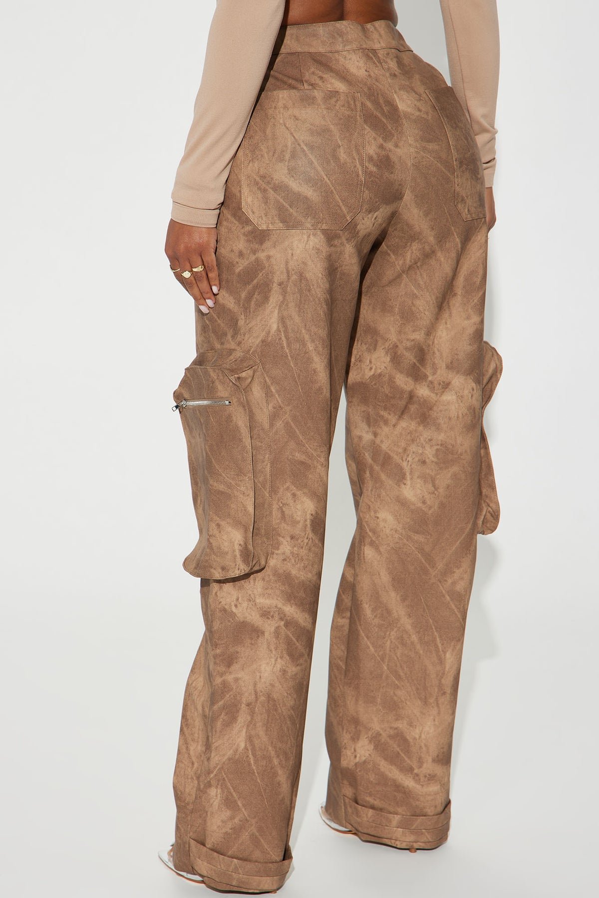 Lyra Washed Faux Leather Pant - Brown 2