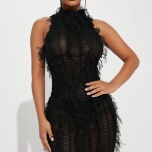 Petite So Dramatic Mesh Mini Dress - Black