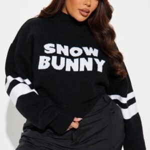 Snow Bunny Cropped Sweater Black